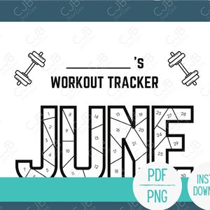 Puede incluir: Un rastreador de entrenamiento imprimible en blanco y negro para el mes de junio. El rastreador presenta un gran gráfico de junio con cada día del mes numerado. El rastreador está diseñado para usarse para rastrear entrenamientos.