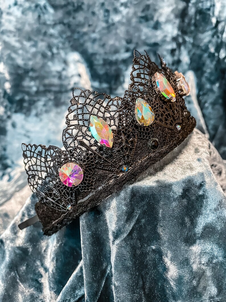 Black iridescent crown gothic photoshoot accessory costume image 3