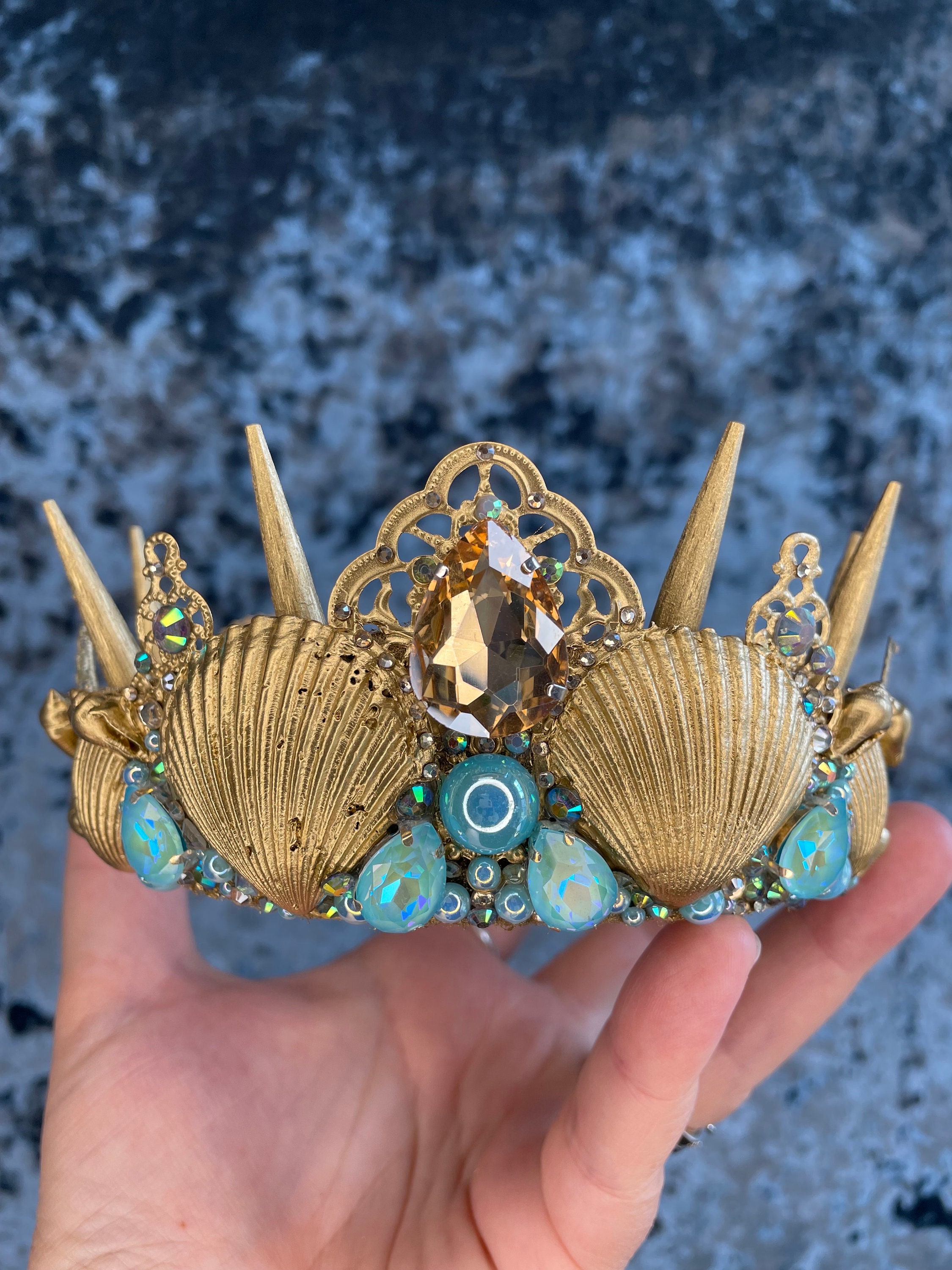 Golden Mermaid Crown Golden Mermaid Crown Sea Goddess Shell Headpiece Ocean  main image 3