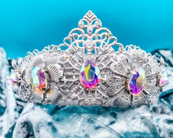 Silver iridescent crown, birthday, bachelorette, costume