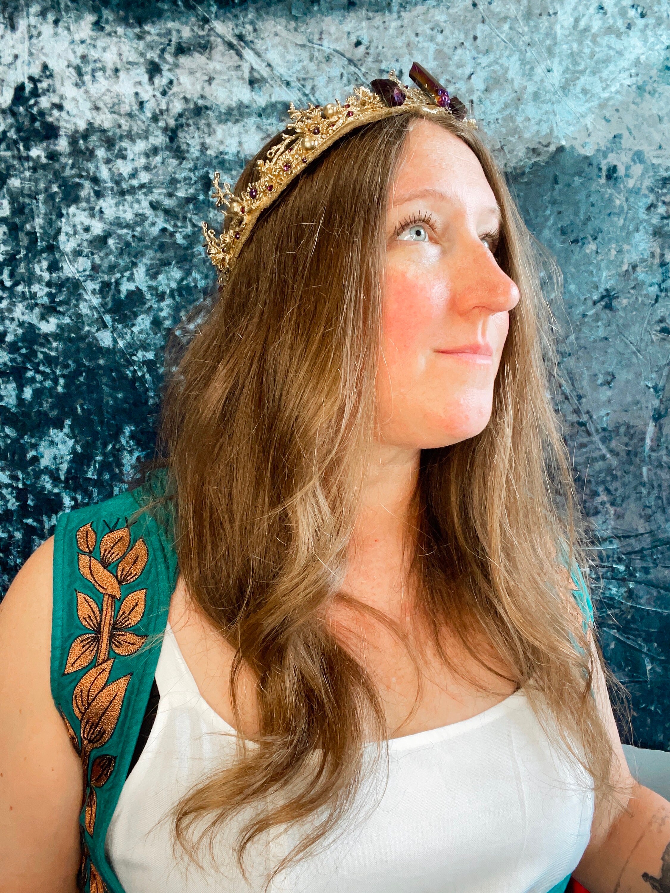 Handmade Woodland Fairy Headpiece Elf Crown Cirquelet Renaissance Cosplay Handmade Woodland elf Tiara Elven Headpiece Fairy Crown With  main image 3