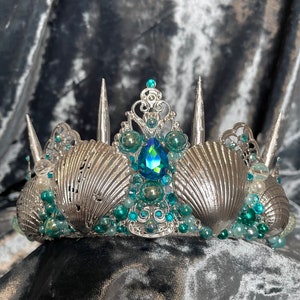 Mermaid crown- silver seashell accessory- cosplay tiara- siren costume