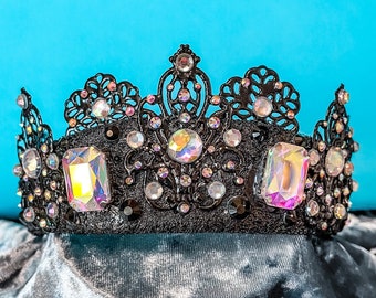 Black and iridescent crown, gothic, cosplay, costume, hair accessories, birthday
