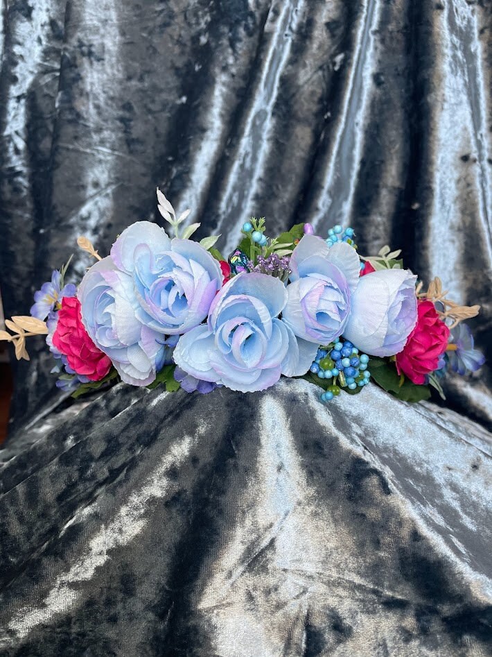 Blue Flower Fairy Crown-spring Headpiece-renaissance Fair  display picture 3