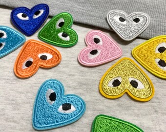 Parche de ojos de amor multicolor, parches de corazón, parche de corazón de brillo, coser en parche de ojos de amor de bordado, hierro en parche, personalizar su propia ropa