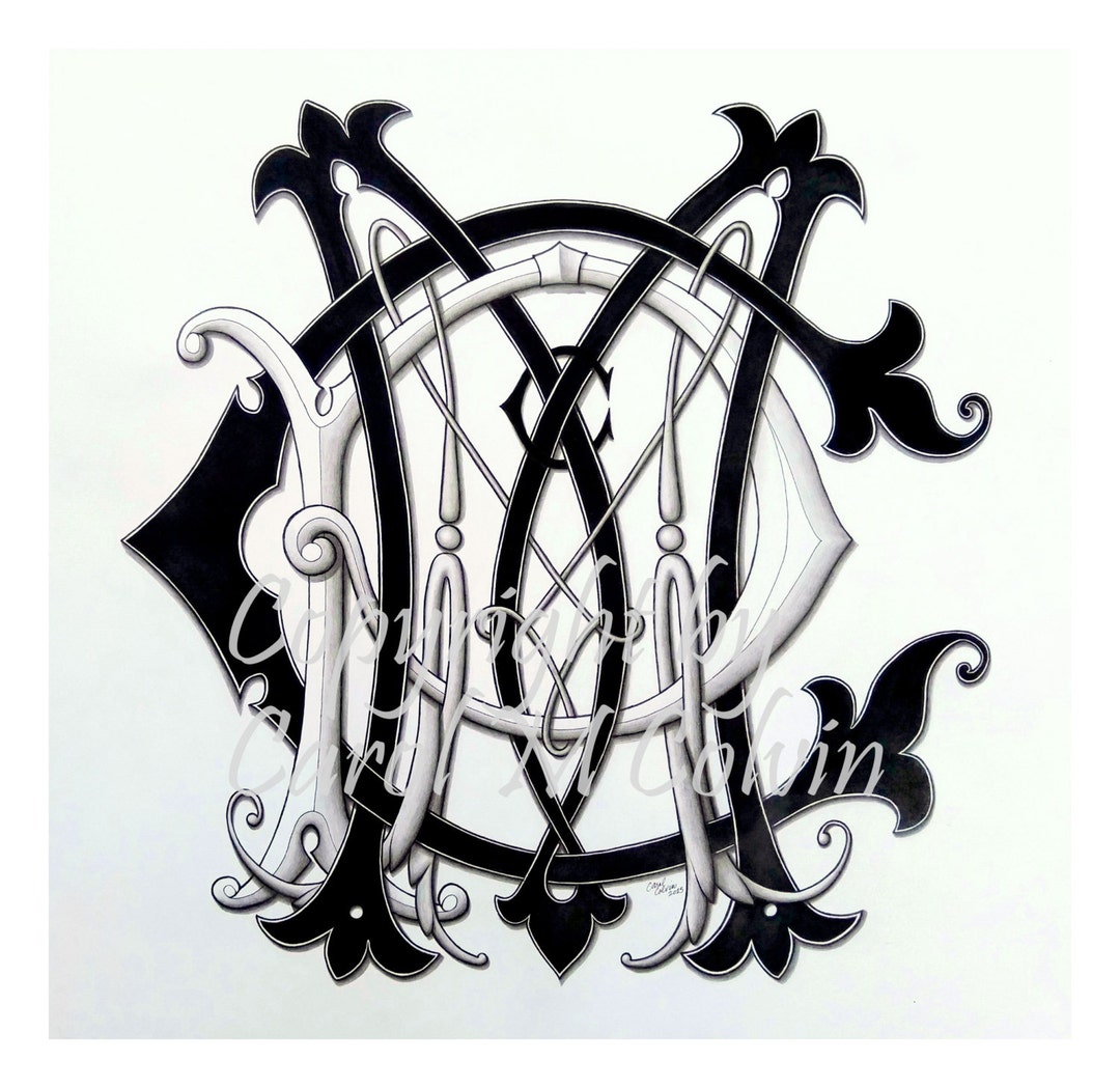 Monogram 4 Letter Custom Artwork - Etsy