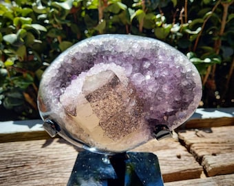 Amethyst Geode With Calcite. A Magical & Soothing Stone infused with the RAYS OF GOD. A High Frequency Lightworker healing tool