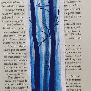 Watercolor bookmarks painted by hand blue color scheme fog