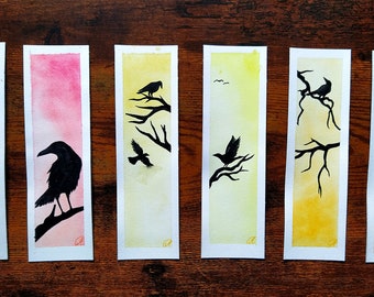 Watercolor bookmark painted by hand - warm color scheme