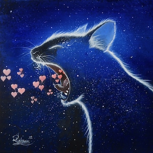 Love molecules cat by Raphaël - original painting
