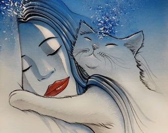 Nap with my hero by Raphaël - original painting