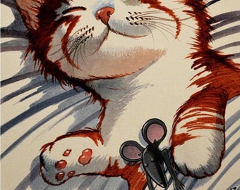 Honeymoon by Raphaël-original feline artwork,signed original painting,cat lady,crazy cat lady,cat person,feline lover,cat enthusiast