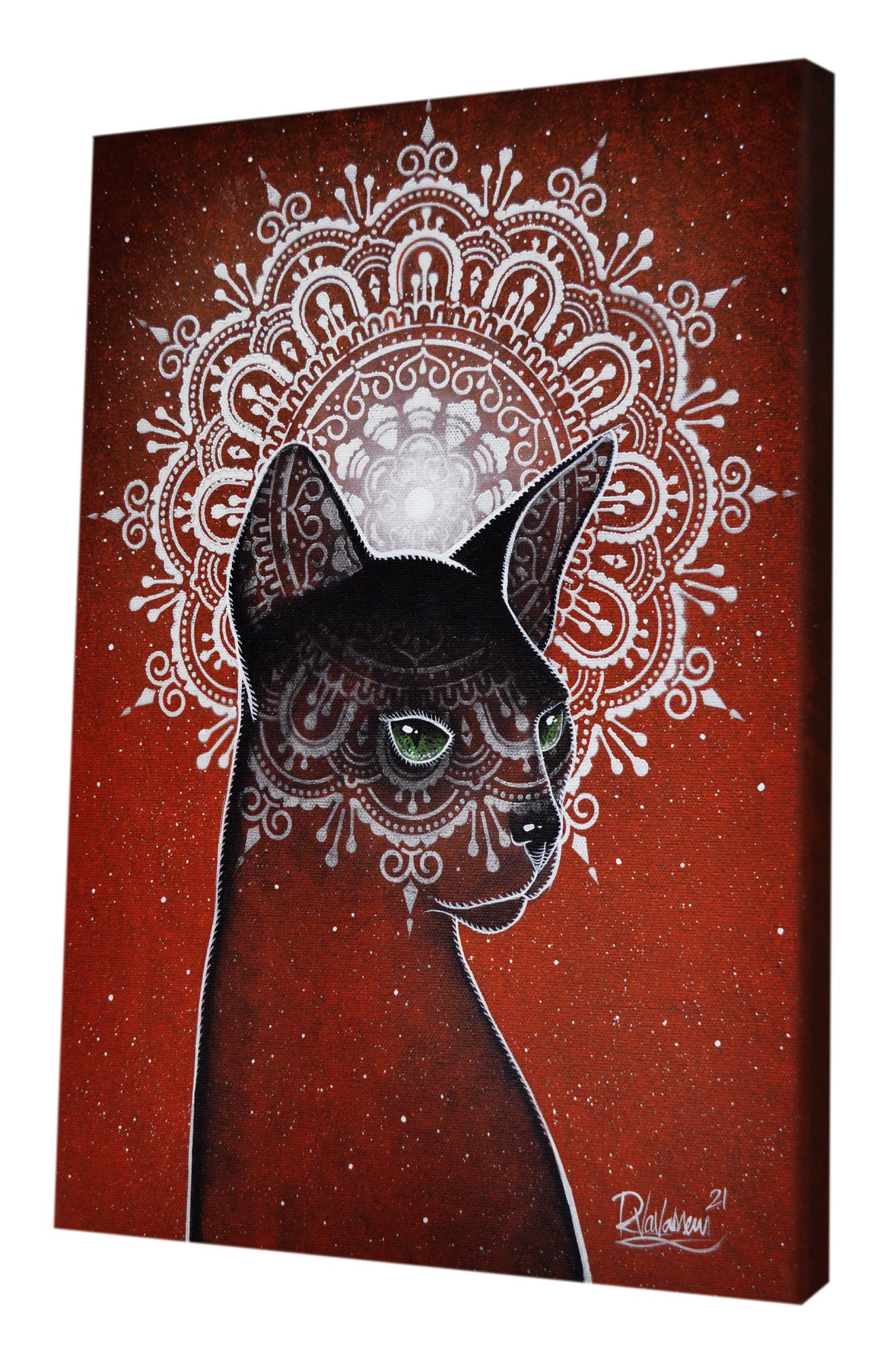 原画 アート 絵画 美術品 猫 神秘的 インテリア 壁飾り ダークファンタジー 原画 猫 黒猫 ダークファンタジー ホラー アート 絵画 画家