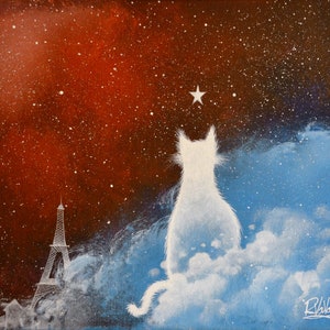 Cat light over Paris by Raphaël - original painting