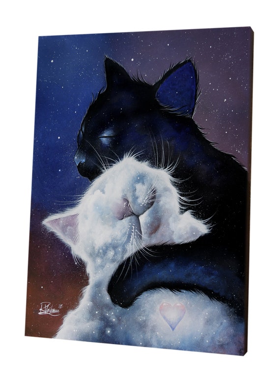 ラファエルの「盲目の愛」 - オリジナル絵画 - 猫のファンタジーアート