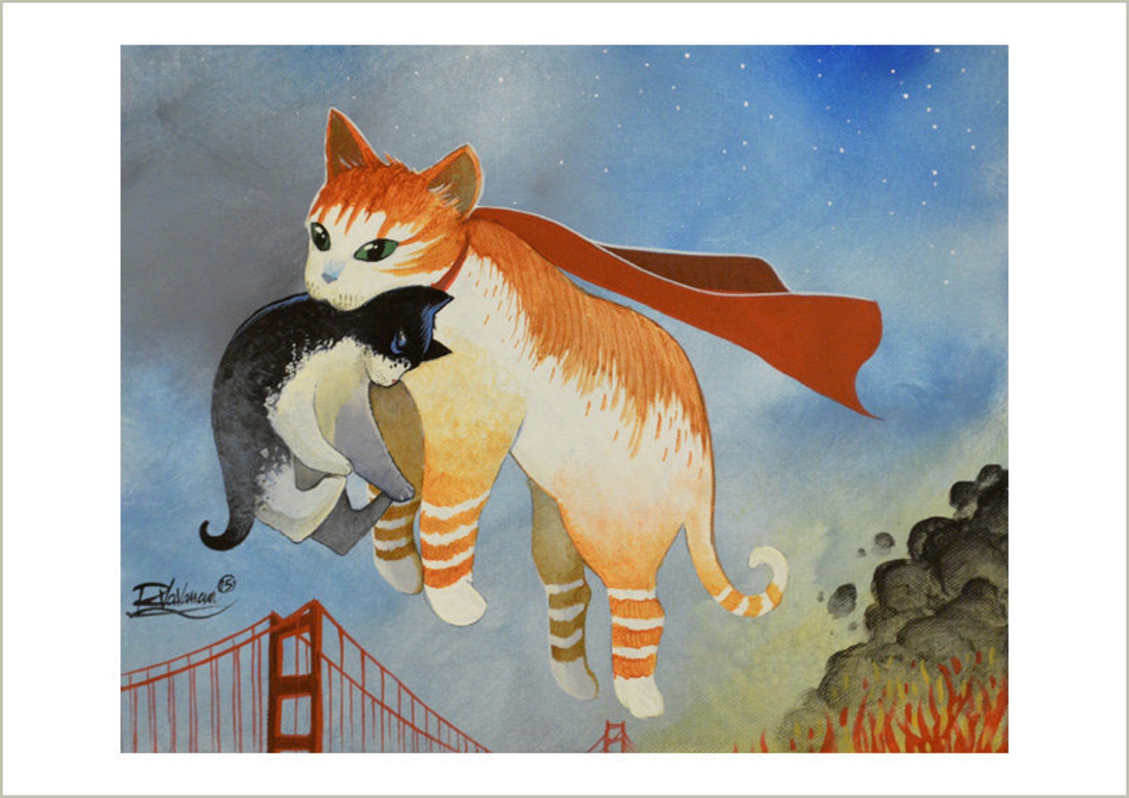 Heroic Cat in San Francisco Etsy