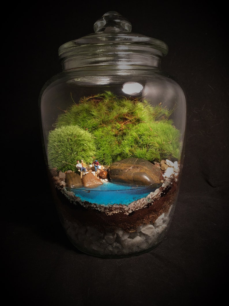 Fishing Terrarium with Live Moss Etsy Fishing Terrarium with Live Moss Etsy