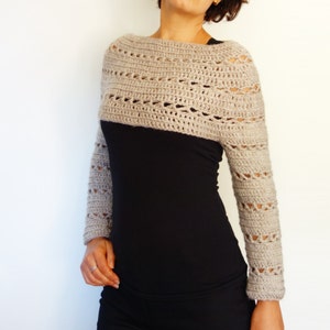 Crochet Pattern - Caramel Cropped Sweater/ Chunky Knit Short Jumper/Easy Handmade Top/ Fitted Pullover