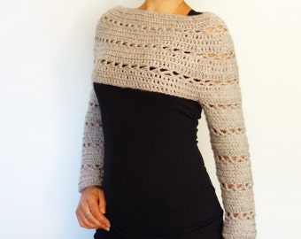 Crochet Pattern - Caramel Cropped Sweater/ Chunky Knit Short Jumper/Easy Handmade Top/ Fitted Pullover