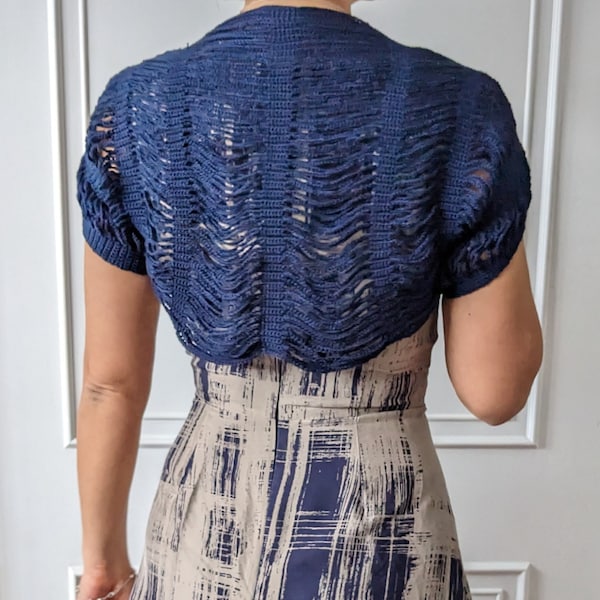 Crochet PATTERN - Edinburgh Shrug/ Modern-Rustic Mesh Shoulders Cover-up/ Unique Summer Party Evening Wedding Bolero