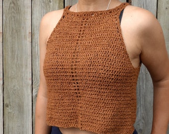 Crochet PATTERN- Terracotta Tank Top, Boho Summer Crop Top, Crochet Strap Tee