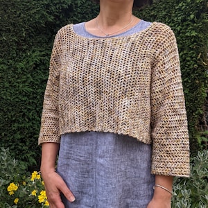 Crochet PATTERN- Straws Crop Top/ Rustic Shoulders Coverup/ Boho Shrug/ Cropped Summer Sweater/ Malabrigo Susurro