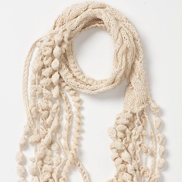 Crochet/Knit Pattern - Boho Chic Infinity Scarf/ Chunky Necklace/ Cabled Multistrand Cowl