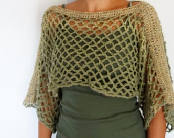 Crochet Pattern - Lattice Crop Top/ Rustic Shouders Coverup/See-through Boho Shrug/Short Sweater