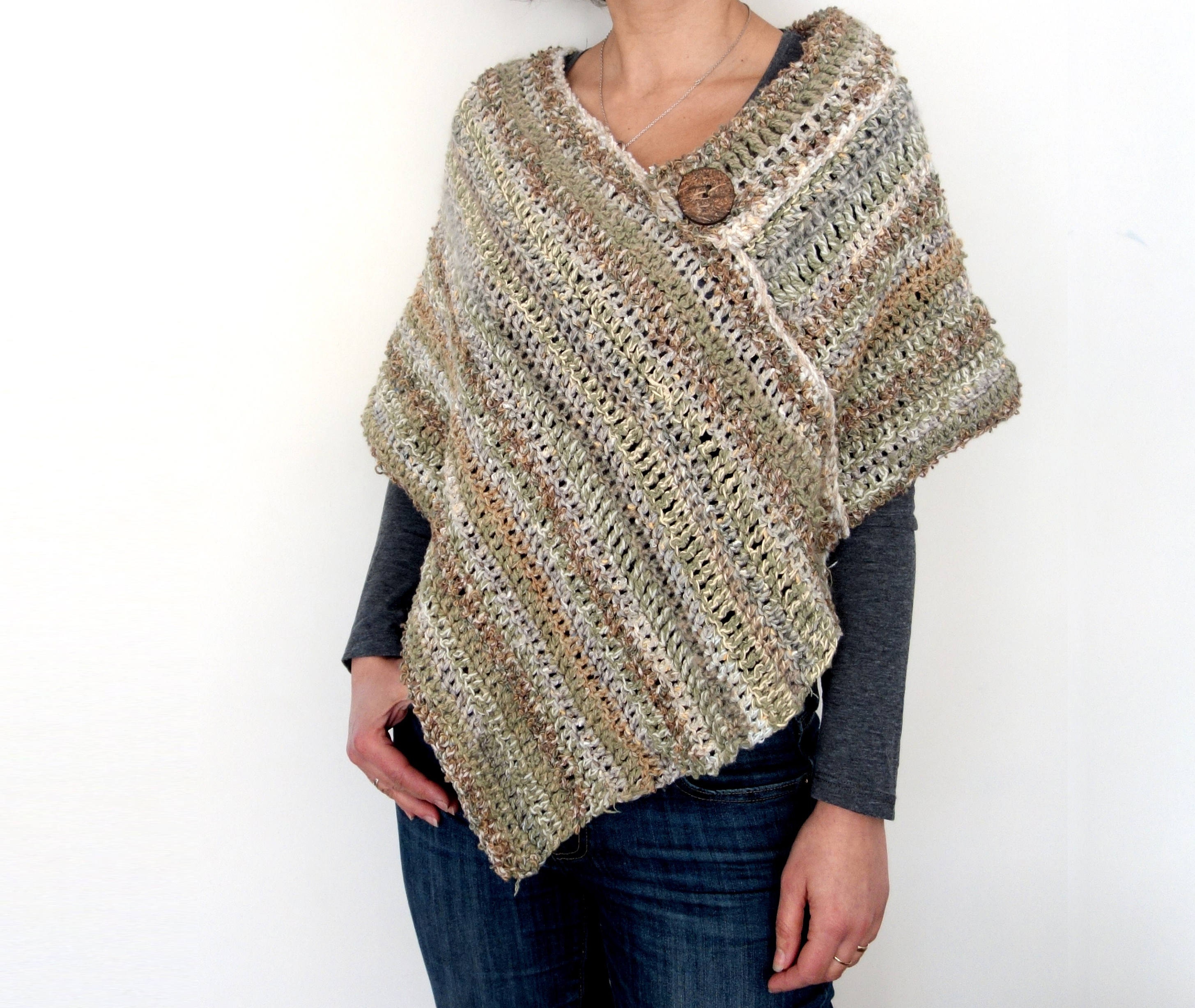 Easy Crochet Rectangle Poncho - stylish asymetrical shape