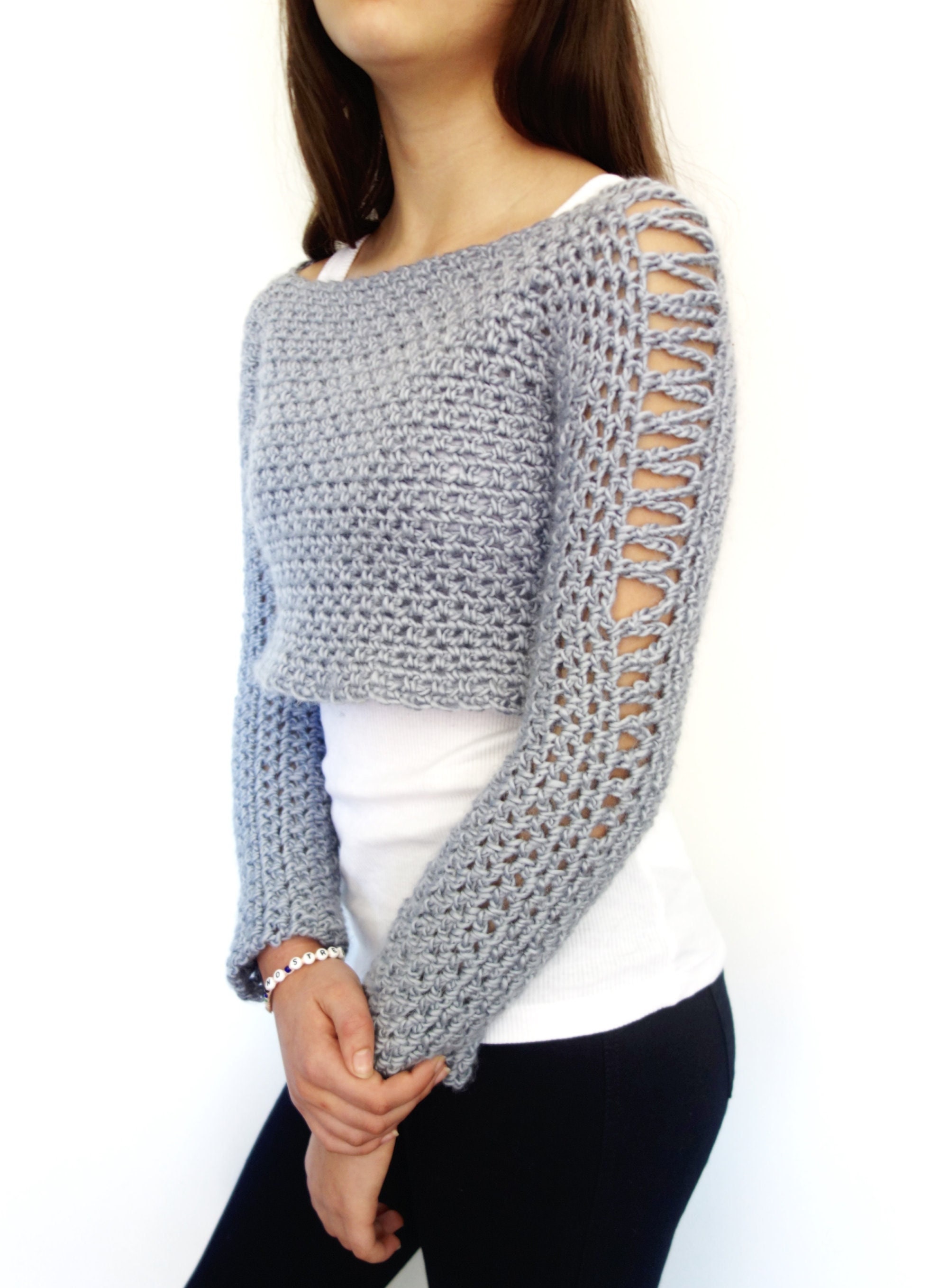 Crochet Pattern - Alexia Cropped Sweater/ Chunky Knit Short Jumper