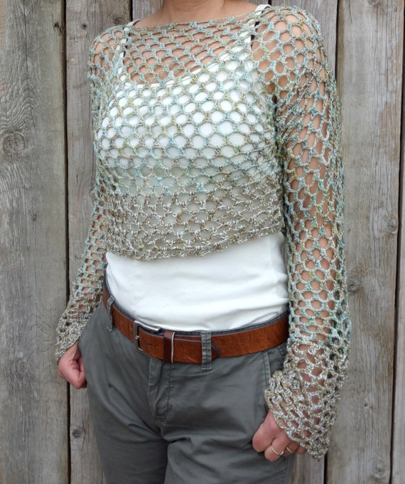 Crochet Pattern - Mermaid Cropped Sweater/ Chunky Knit Jumper/easy