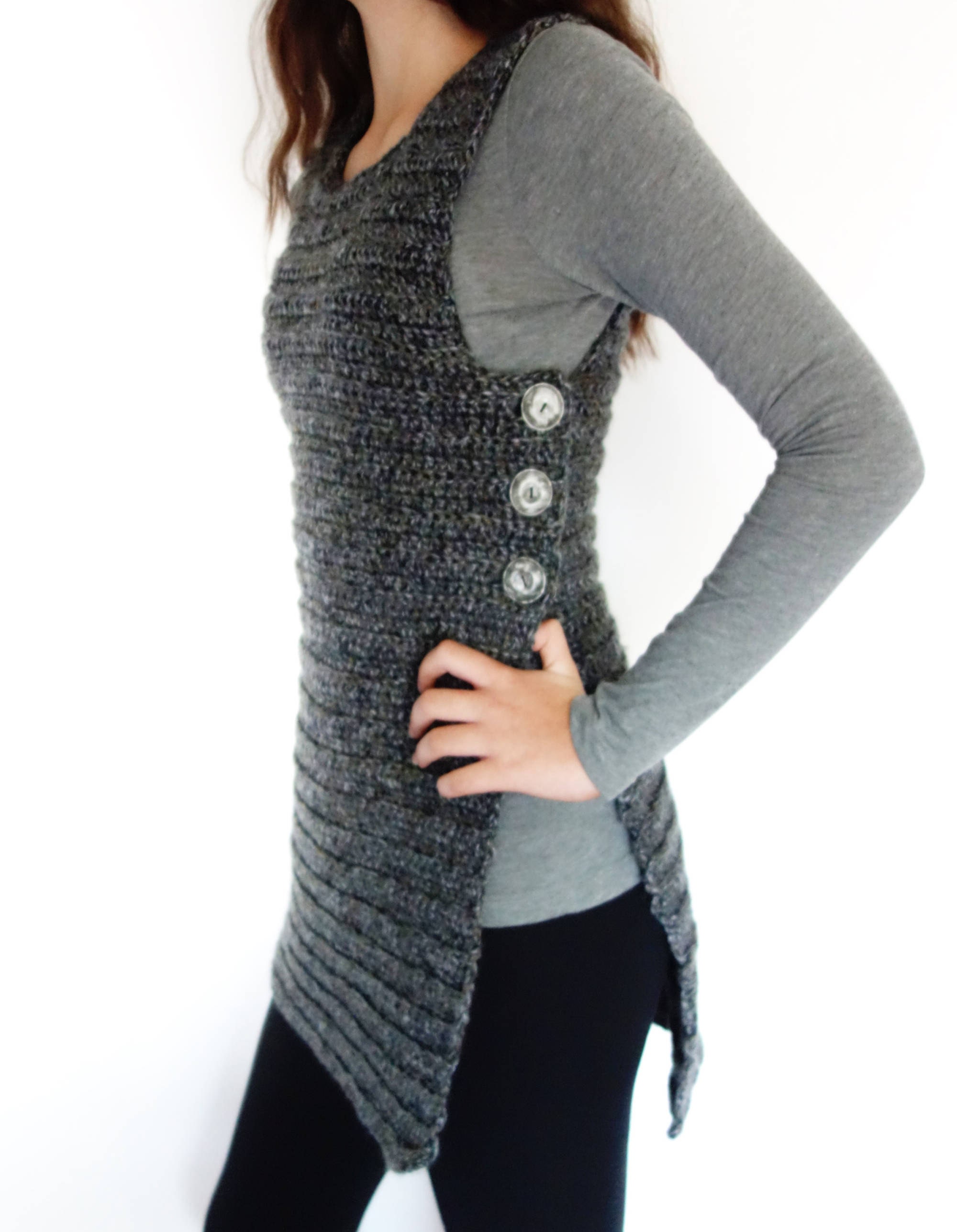 トップス nagonstans asymmetry slit vest Light Blue Textured Top - Asymmetrical Vest Top - Sleeveless