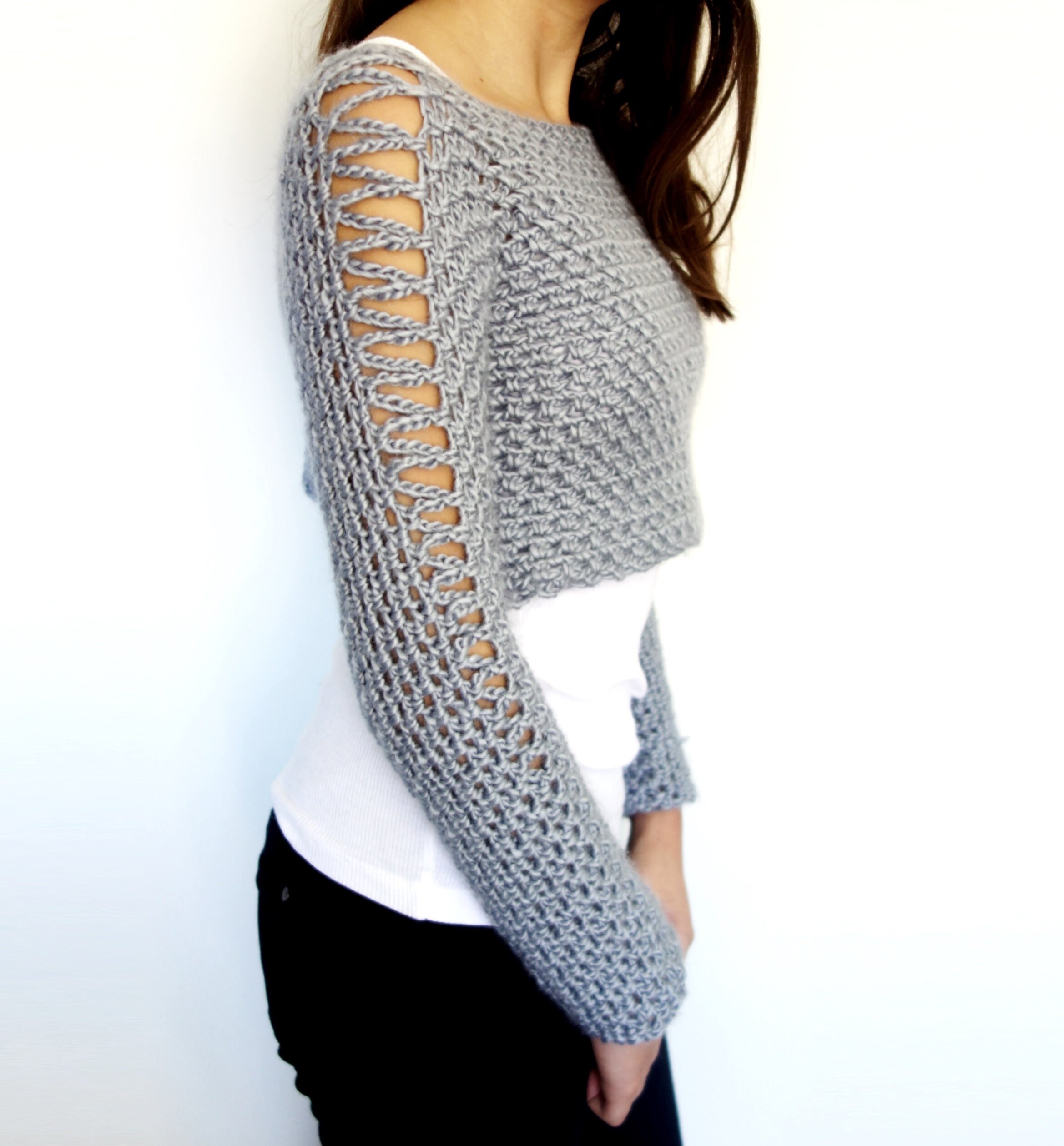 Crochet Pattern - Alexia Cropped Sweater/ Chunky Knit Short
