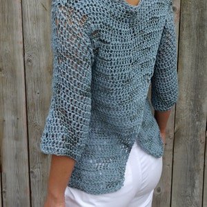 Crochet PATTERN - Moonbeam Top/ Modern Rustic Summer Sweater/Open Back Jumper/ Cross Back Pullover