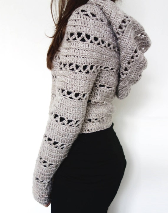 Crochet Pattern Hooded Cropped Sweater/ Chunky Knit - Etsy