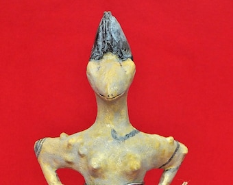 Ubaid Lizardman-beeldje: Sumerisch reptielenartefact, handgeschilderde hars