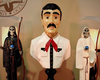 Standbeeld Jezus Malverde: heilige van de armen, Mexicaanse Robin Hood