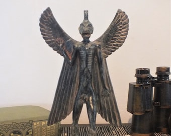 Pazuzu, Obsidian-Finish, niedriger Sockel, Dämonenskulptur, historisches Artefakt, Sumerisch, Mesopotamien, Okkult, Dämon