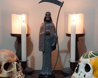 13.5 inch, Santa Muerte, Folk Saint, Statue, Religious Idol, Mexico, Stone effect