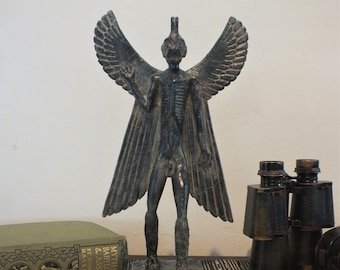 Pazuzu, obsidiaanafwerking, Hoge basis, Demonensculptuur, Historisch artefact, Sumerische kunst, Mesopotamische kunst, Occulte kunst, Demonenkunst