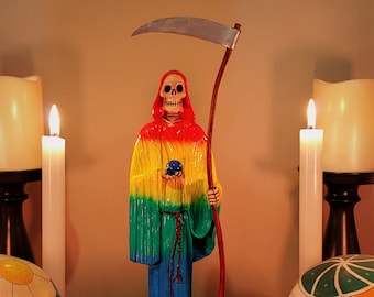 Santa Muerte, 13,5 inch, volksheilige, standbeeld, religieus idool, Mexico, regenboog deluxe