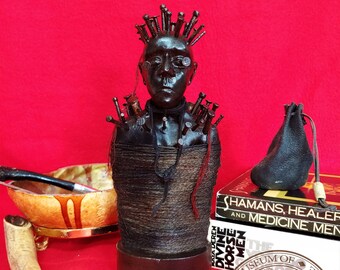 Tribale fetisj, vloekende nagels, Afrikaanse fetisj, fetisj, sculptuur, tribale sculptuur, sculptuur, voodoo, hoodoo, zwarte magie, afrika, geïnspireerd