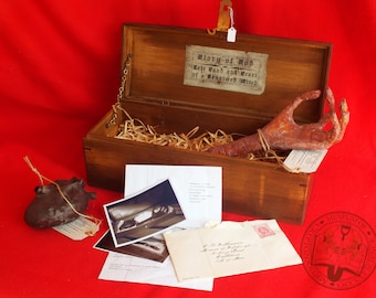 Left Hand and Heart of a convicted Witch. Fantasty Sculpture, Documents, Photographs, Historical Artefacts,