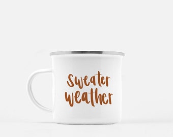 Sweater Weather Camp Mug (10 oz.) | Autumn / Fall Coffee Mug | Gift for Fall