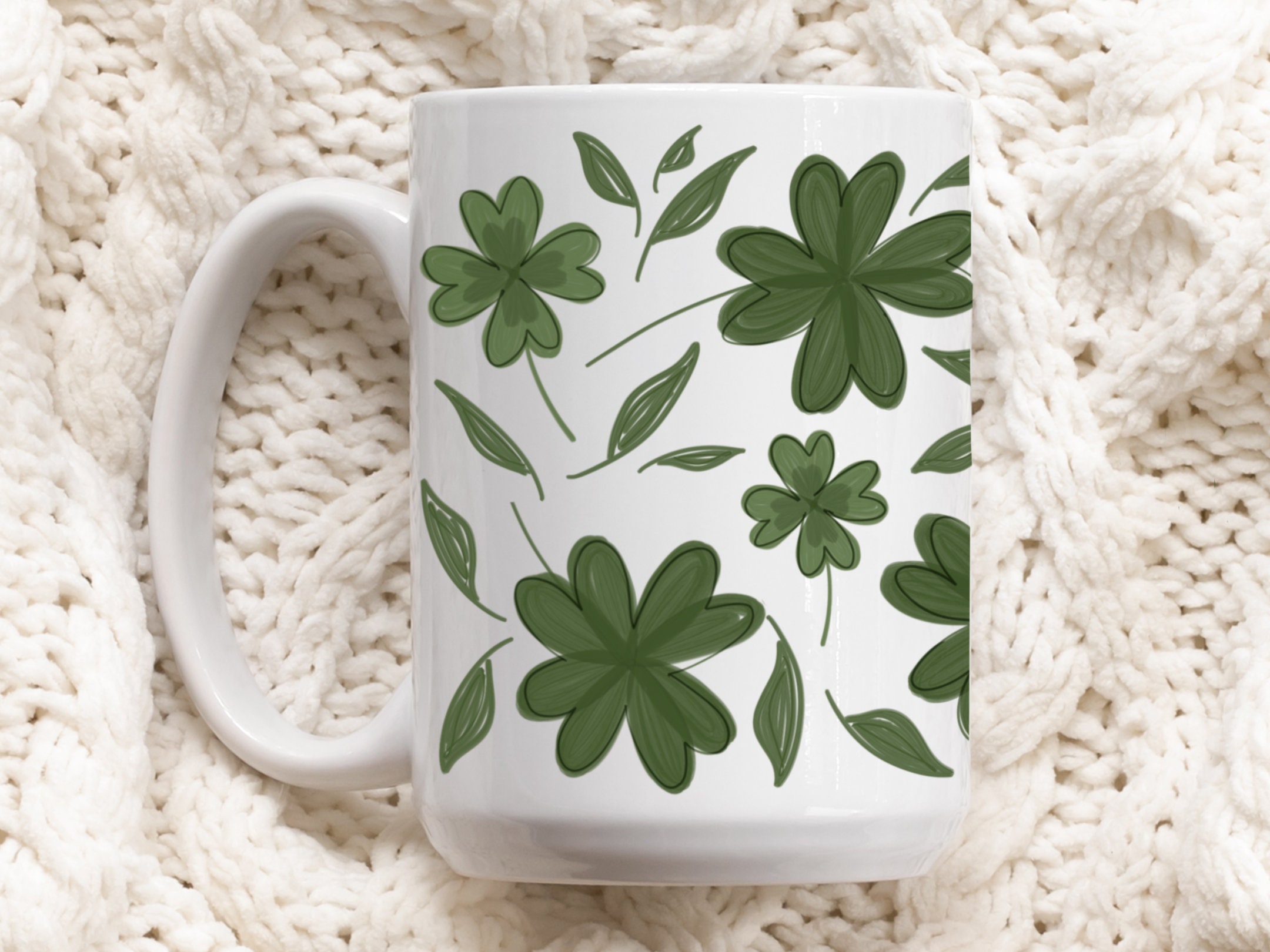 Irish Shamrock Spiral Ceramic Mug
