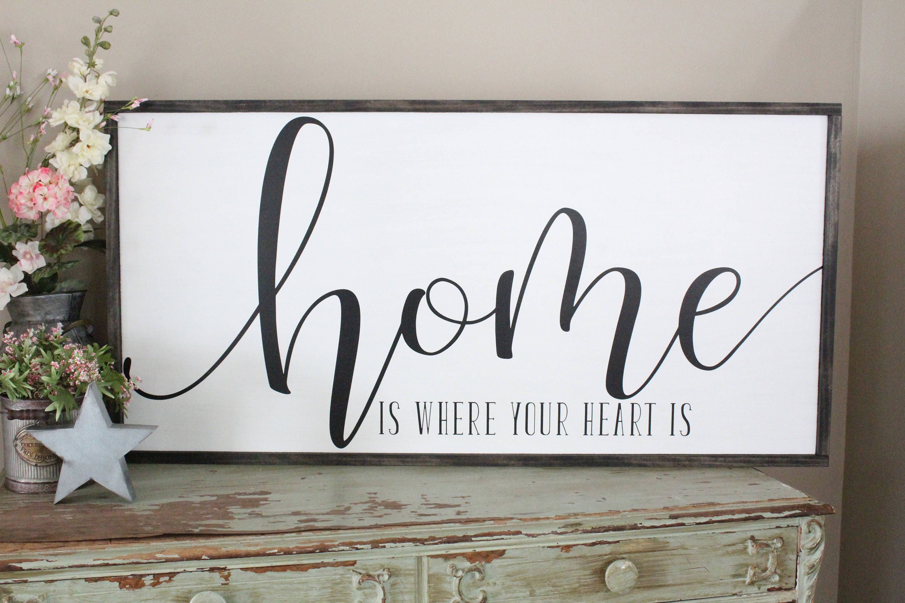 Home Is Where Your Heart Is Sign Inspirational Wall Art Etsy