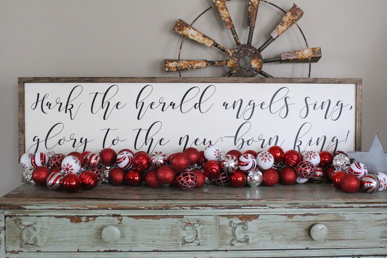 Hark The Herald Angels Sing Wood Sign Christmas Wall Art | Etsy
