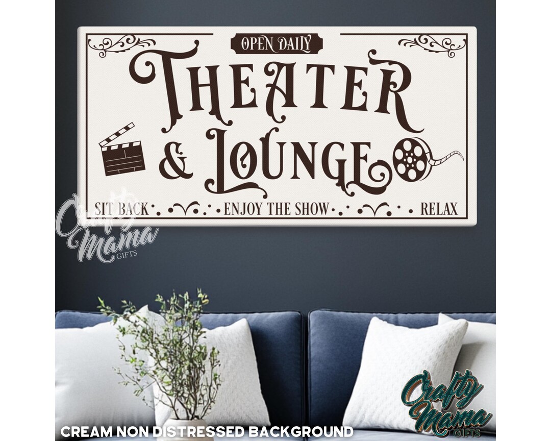 Theater and Lounge Sign, Vintage Movie Theater Canvas, Retro Theater