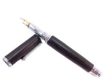 Personalized fountain pen in Irish bog oak.
