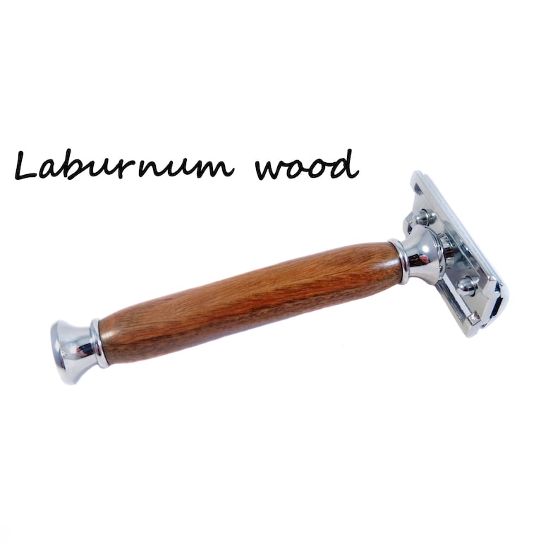Handmade razor in Irish bog oak, 5th anniversary gift for him. Laburnum
